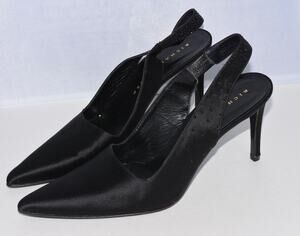 Richard Tyler Black Satin Embellished Slingback Pumps Size 8.5N